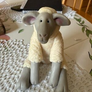 Adorable Clay Sheep Figurine